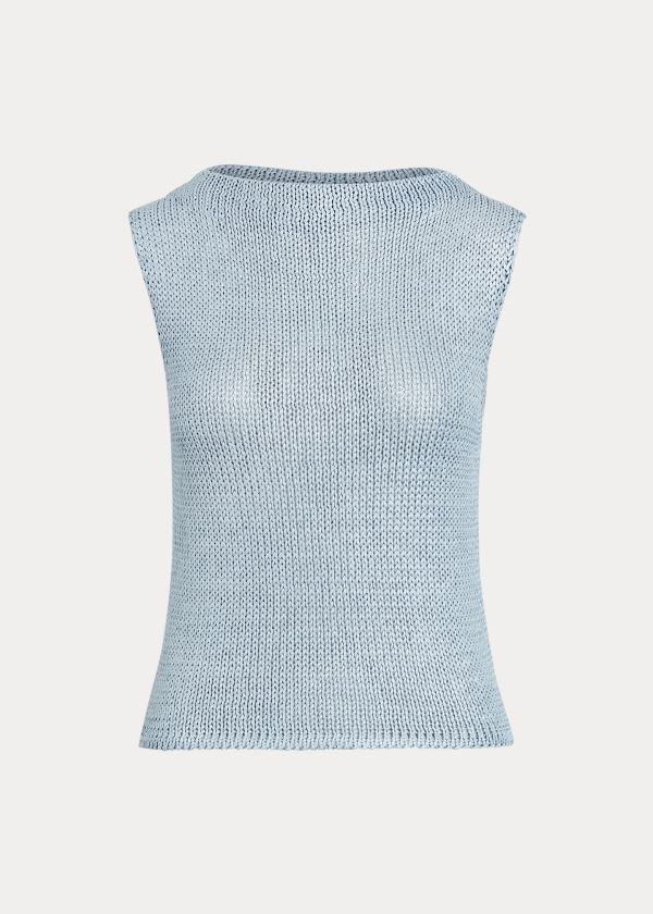 Ralph Lauren Tussah Silk Mockneck Striktrøje Dame Danmark (OZEMC1304)